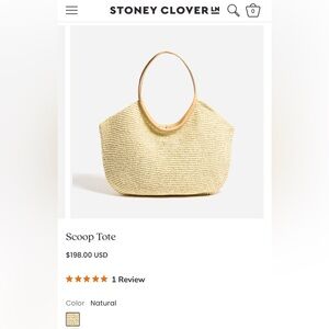 NWT Stoney Clover Lane Woven Raffia Scoop Tote Bag - Natural - OS